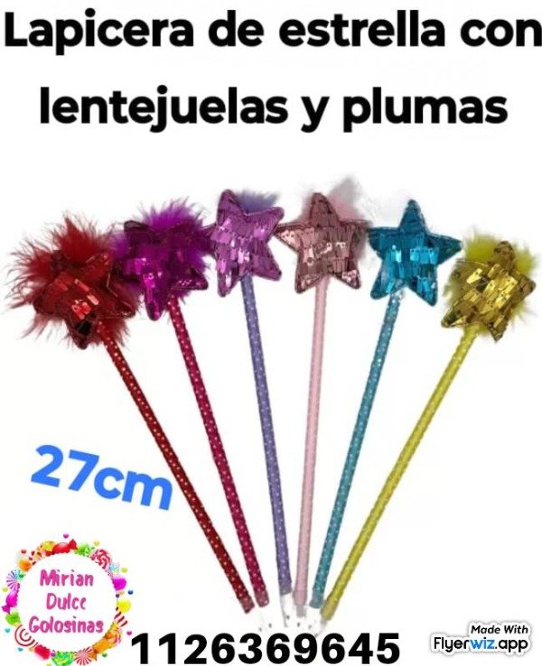 Producto - Lapicera estrella con lentejuelas x 10 un