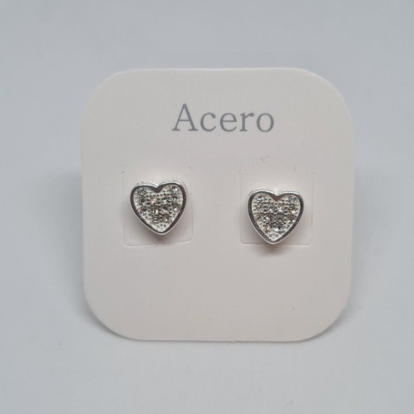 Producto - Aro plateado cristal corazon blanco