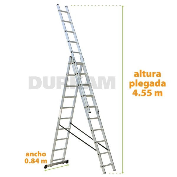 Producto - 3 x 10 Escalera de aluminio extensible tipo tijera 6.72m