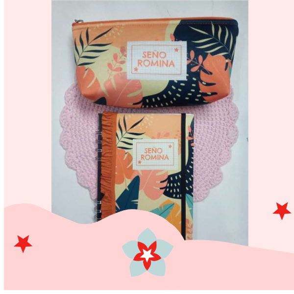 Producto - Cuaderno A5 tapa dura + Cartuchera 12x22 cms