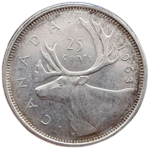 Producto - Canada 25 Cents 1963 Alce Plata Km#52 -VF