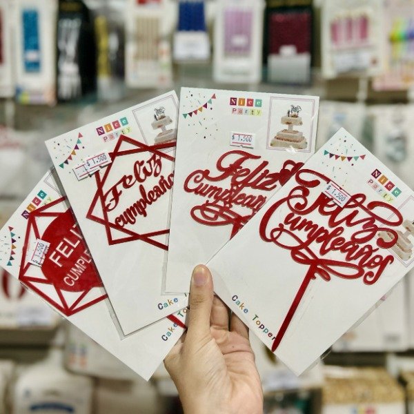 Producto - Topper para torta Feliz Cumpleaños ROJO