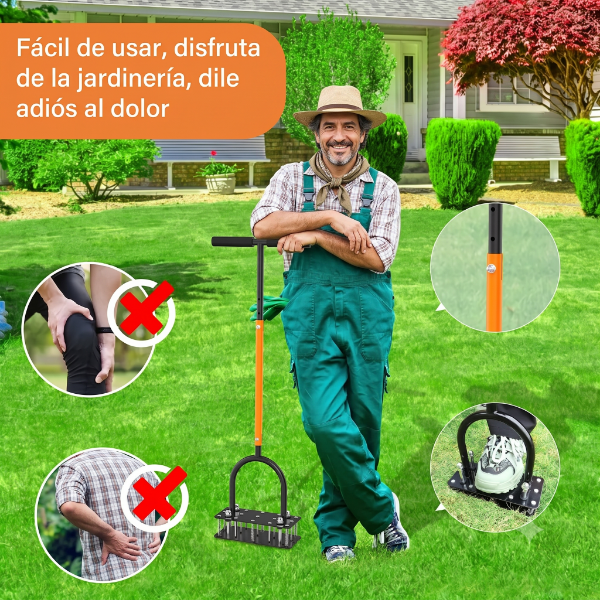 Producto - Aireador De Suelo Cesped y Jardin Con Retroceso Automatico De 19 Puas - 10