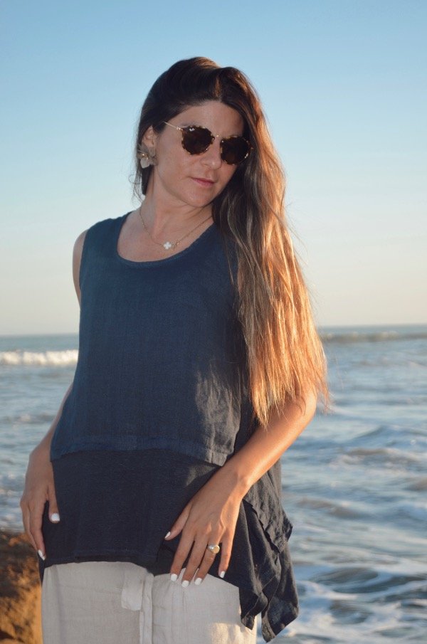 Producto - Musculosa Marea 100 Lino Azul