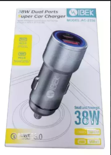 Producto - CARGADOR AUTO IBEK 38W SALIDA USB C Y USB A