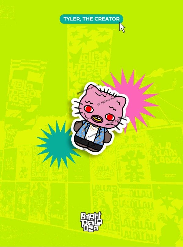 Producto - Sticker Kitty Tyler, The Creator CHERRY BOMB - BRIGHTPALOOZA