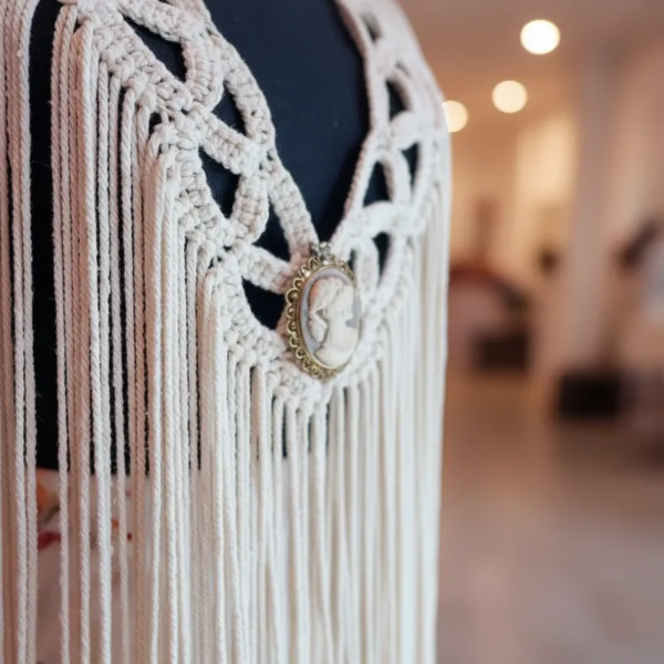 Producto - Tira De Flecos De Seda Para Escote Zig Zag Blanco