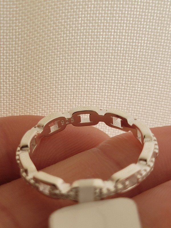 Producto - Anillo simil cadena con cúbics blancos Plata 925 - 2