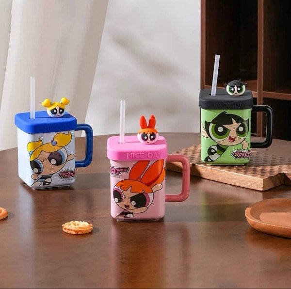 Producto - Taza con tapa y sorbete Chicas Superpoderosas