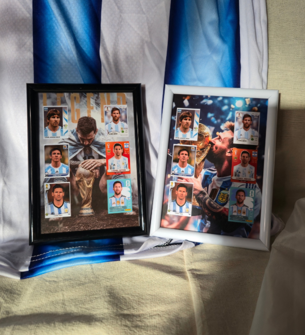 Producto - Cuadro figus panini de messi con fondo