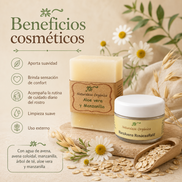 Producto - Kit Facial Natural ManzAvena + Jabón Aloe Piel Sensible y Rosácea - 1