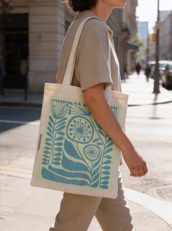 Producto - Tote bag Florcitas Diente de León / Aqua / 30x35 cm - 0