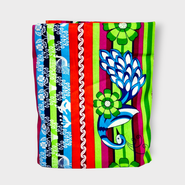 Producto - Mantel 3x1.5mts Pavo real Naranja y verde manzana