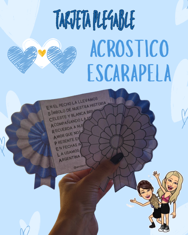 Producto - TARJETA PLEGABLE. ACRÓSTICO ESCARAPELA