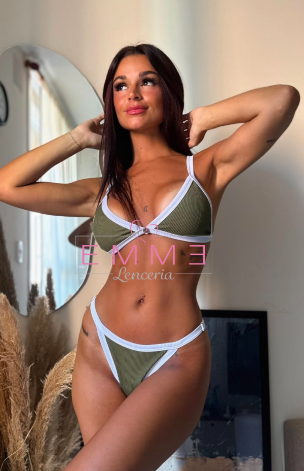 Producto - Bikini PRETA militar con blanco - 29000 EF