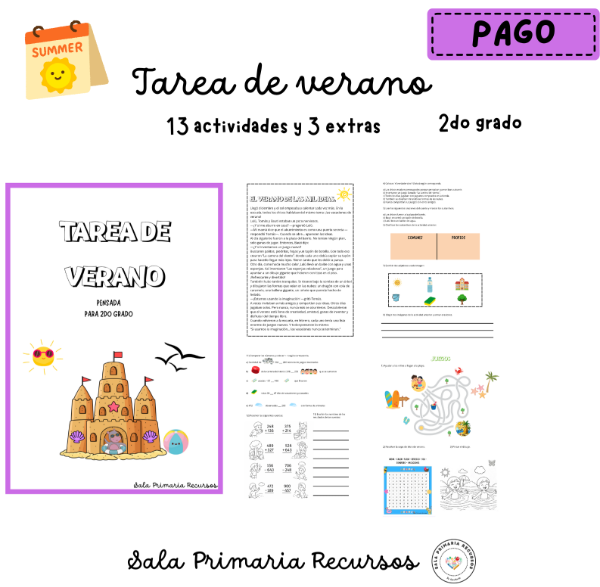 Producto - Tarea de verano. 2do GRADO