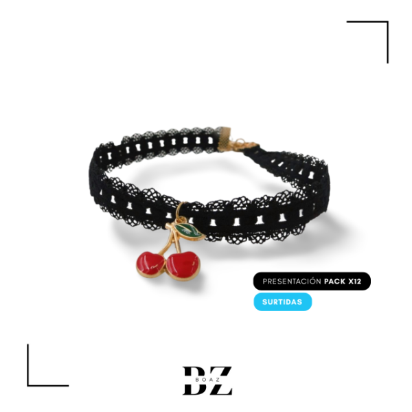 Producto - CHOCKER NEGRO CON DIJE CEREZA X 12 PCS EN CARD - 2019-9