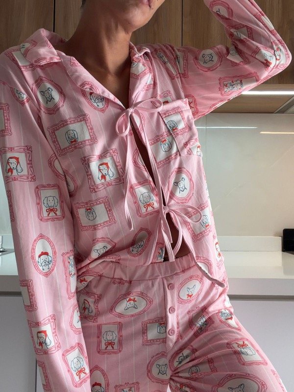 Producto - Pijama largo camisero Cleo cuadritos (preventa precio especial)