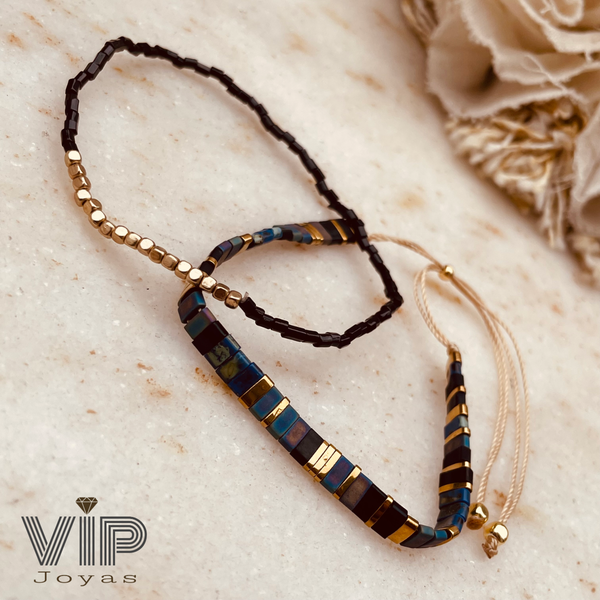 Producto - Set Pulseras Bohemian Dorado Azul