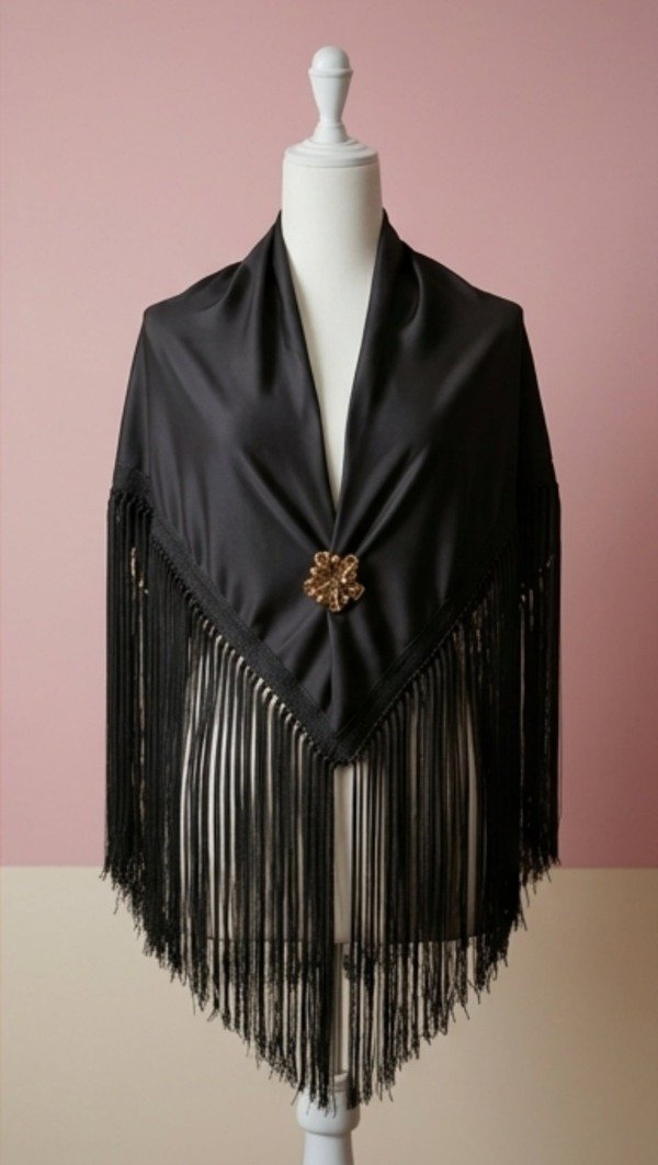 Producto - MANTONCILLOS ARTESANALES LISOS CON FLECIS DE SEDA NEGRO