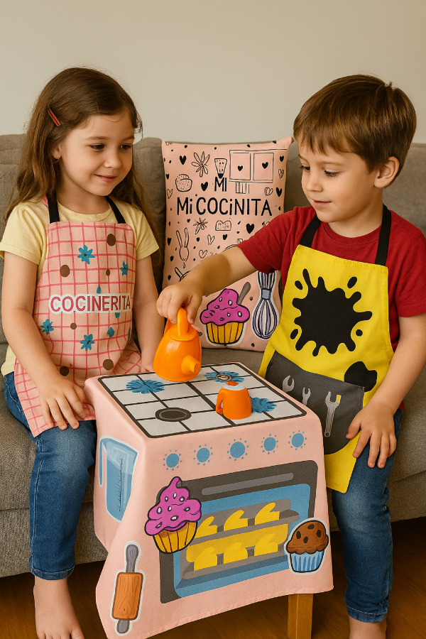 Producto - Juego cocinita de tela con accesorios y Delantal