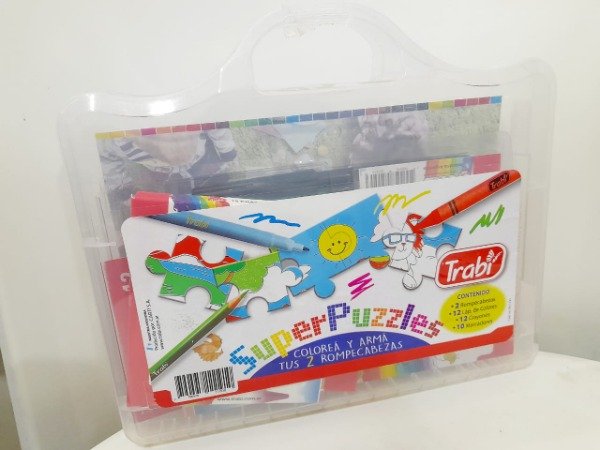 Producto - Super Puzzles Trabi 2 Rompecabezas con Lápices, Crayones y Marcadores