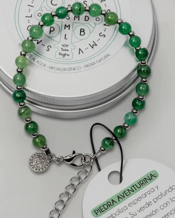 Producto - Pulsera Acero Georgina [Piedra Aventurina + San Benito]