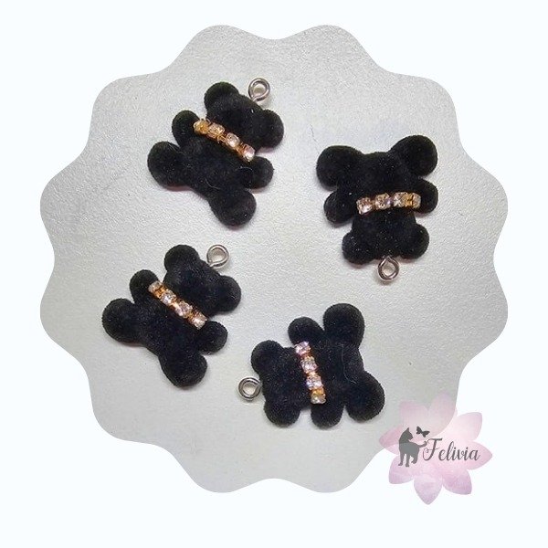 Producto - Osito terciopelo y strass. Negro