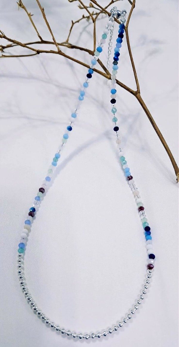 Producto - Choker cristal multicolor y bolitas de acero en el centro - 3
