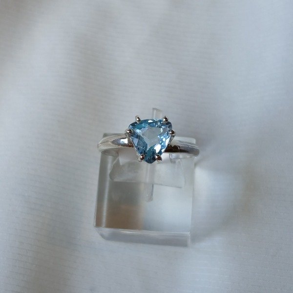 Producto - Anillo Plata 925 topacio celeste trillon - Talle 15