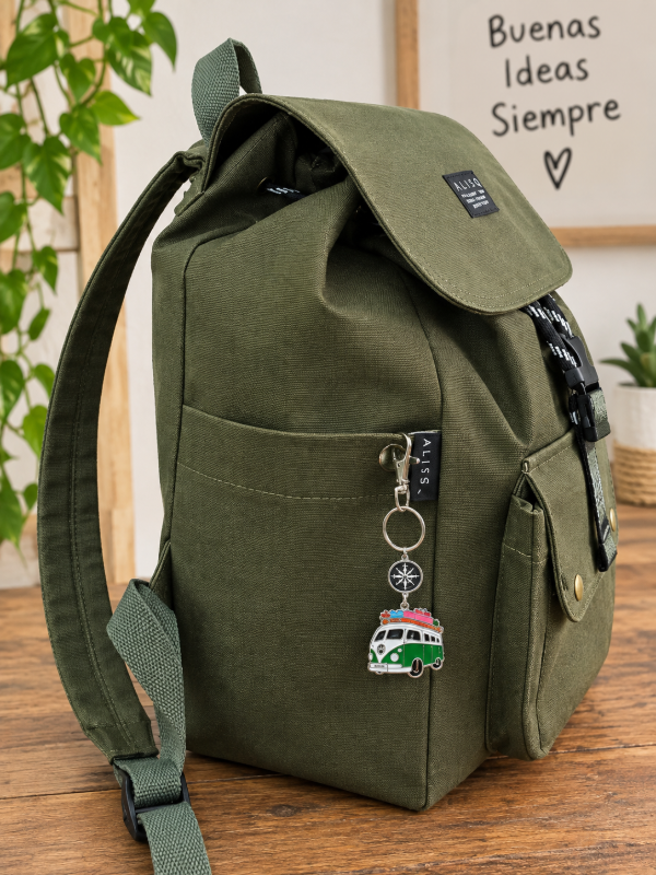 Producto - Mochila viajera verde militar - 1