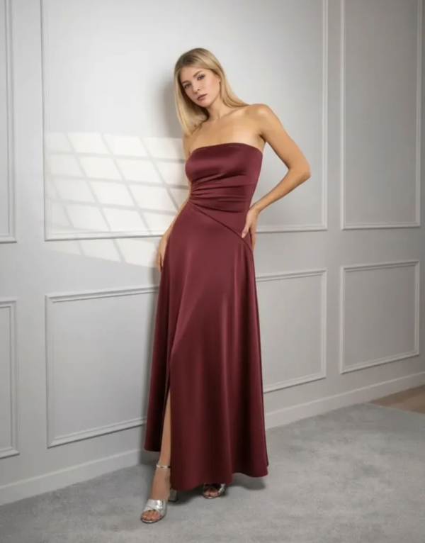 Producto - Vestido de  Fiesta Largo con Tajo Elegante Chocolate - 5