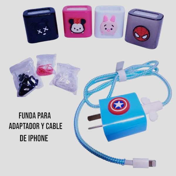 Producto - FUNDA ANIMADA PARA FUENTE Y CABLE IPHONE