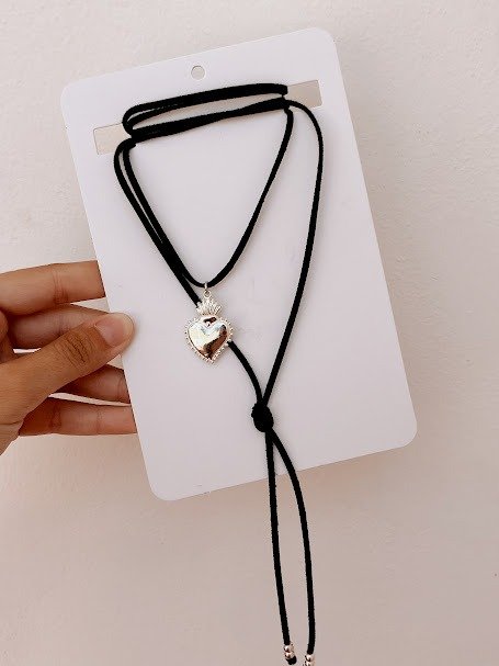 Producto - Choker corbatero corazon plateado