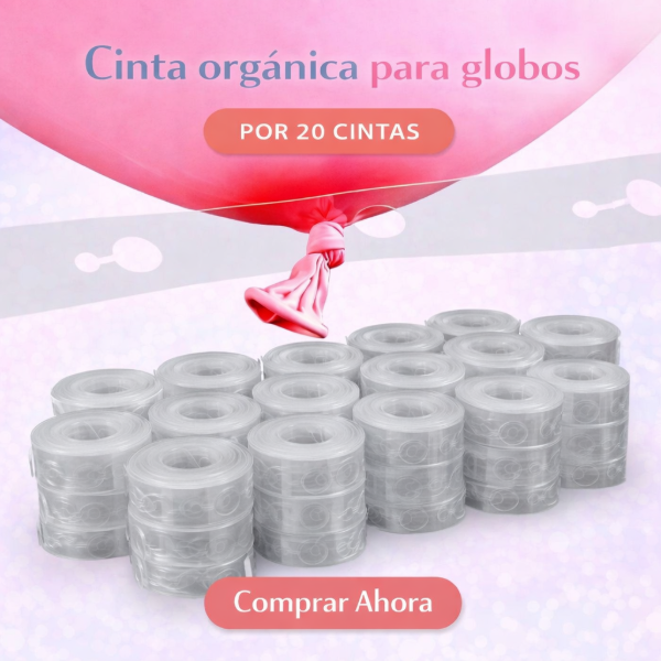 Producto - Cinta orgánica x5 metros para armar arco de globo. Paquete x 20 unidades
