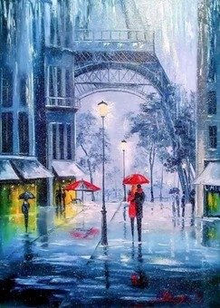 Producto - Kit De Pintura Con Diamantes Diamond Painting 30x40cm - Paris Lluvia