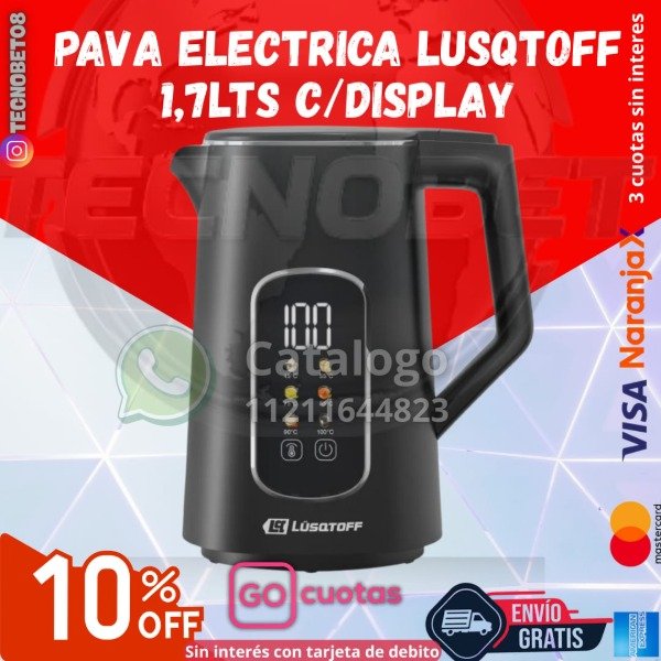 Producto - PAVA ELECTRICA LUSQTOFF 1,7LTS C/DISPLAY