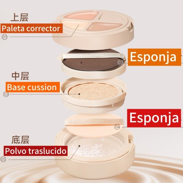 Producto - Base cussion 3en1 +polvo traslucido+corrector crema 01 - Novo - 3