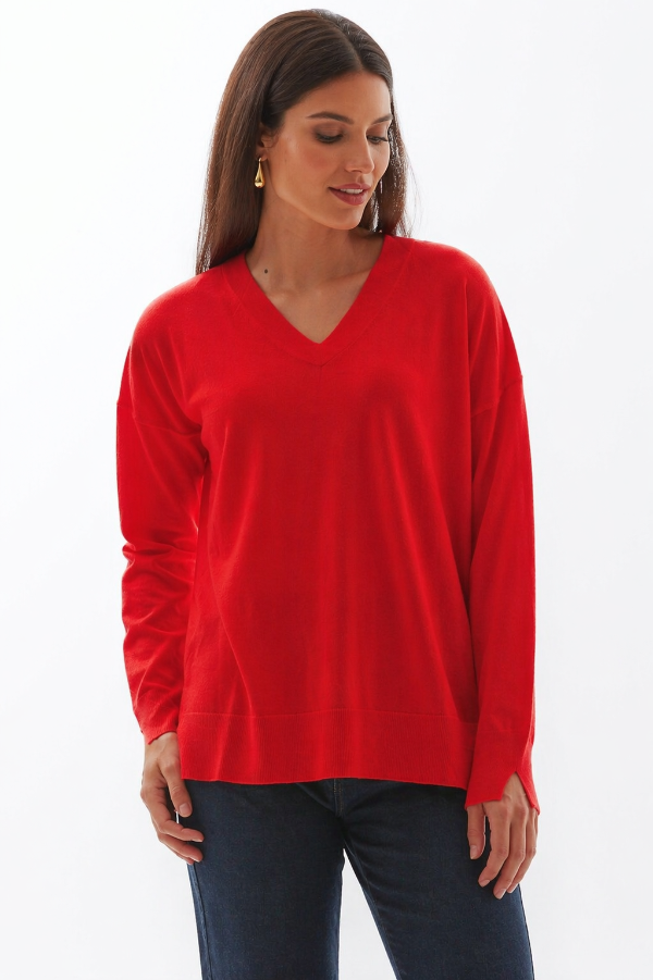 Producto - Sweater tajos laterales Pía Colorado