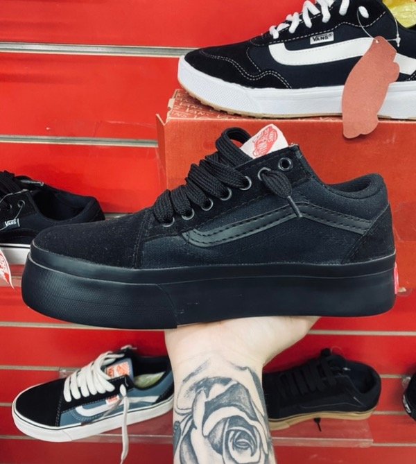 vans old skool plataforma cuadros