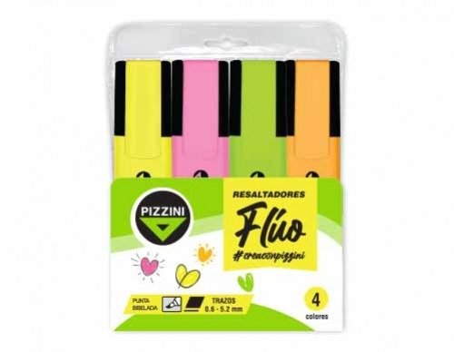 Producto - Resaltador Pizzini flúo punta biselada x 4