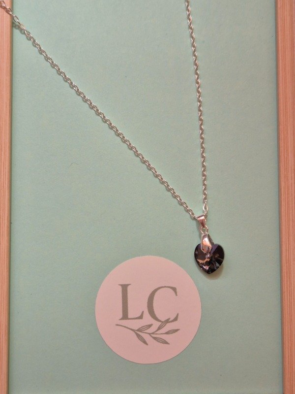 Producto - Collar dije cristal corazón negro