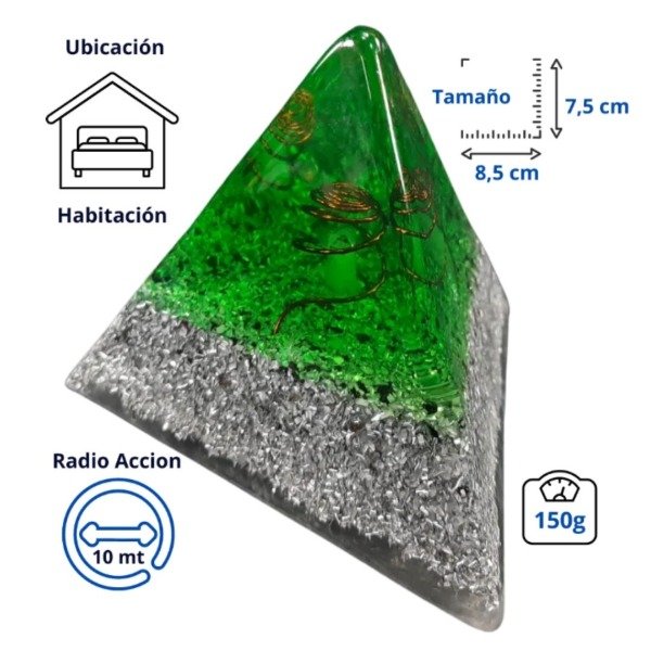 Producto - Pirámide tetraédrica chica verde Cristal de Cuarzo