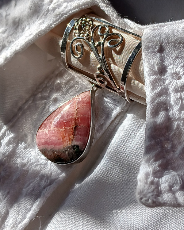 Producto - Dije Plata 925 con rodocrosita - pasa pañuelo