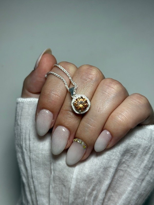 Producto - Dije piedra dorada circular - 3