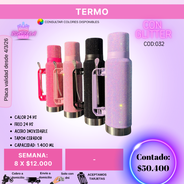 Producto - TERMO CON GLITTER COD:032