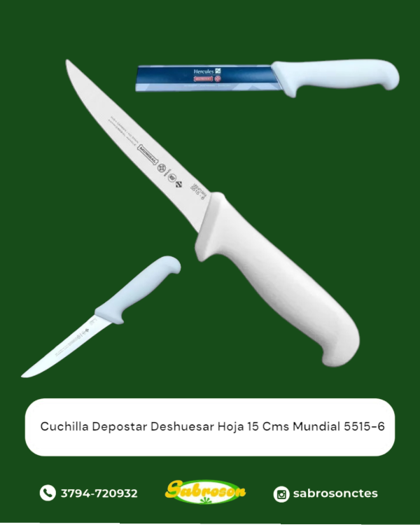 Producto - Cuchillo Depostar /Deshuesar rígido Hoja 15 Cms Mundial 5515-6