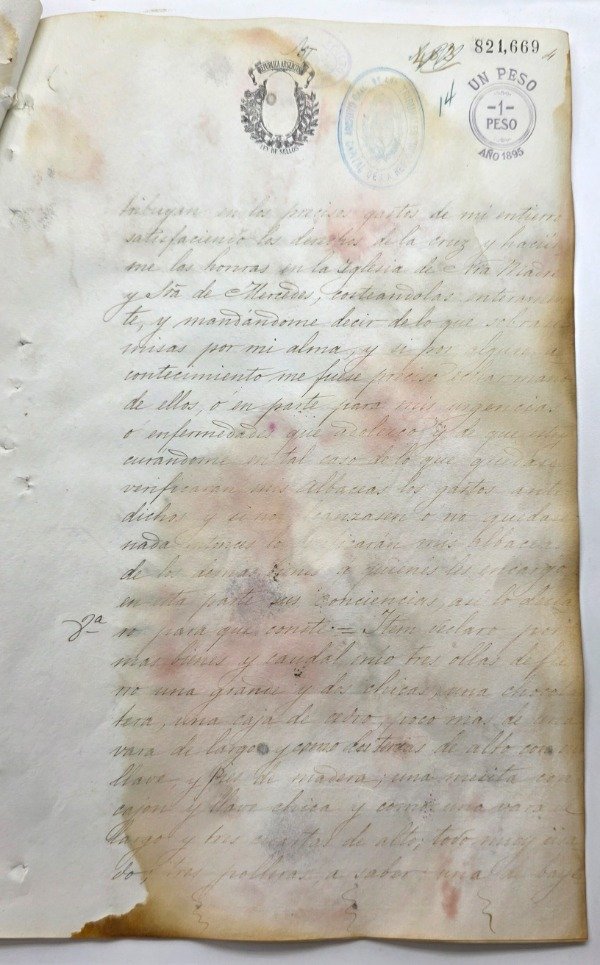 Producto - Testamento Notarial (1895) "Libre de Nación Benguela" / Inmueble Julio A. Roca - 3
