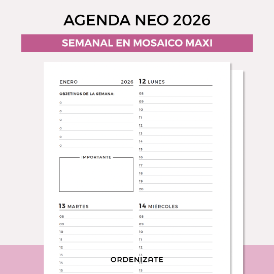 Producto - AGENDA NEO 2026 MAXI (semanal en mosaico)