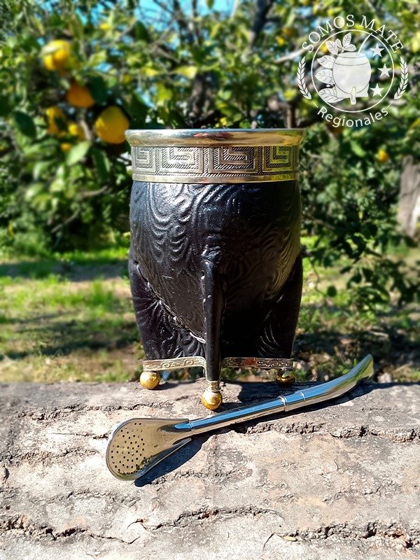 Producto - MATE IMPERIAL ALPACA CUERO REPUJADO